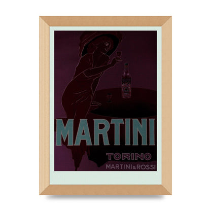 Vintage Dark Martini Cocktail Wall Art - A4 framed