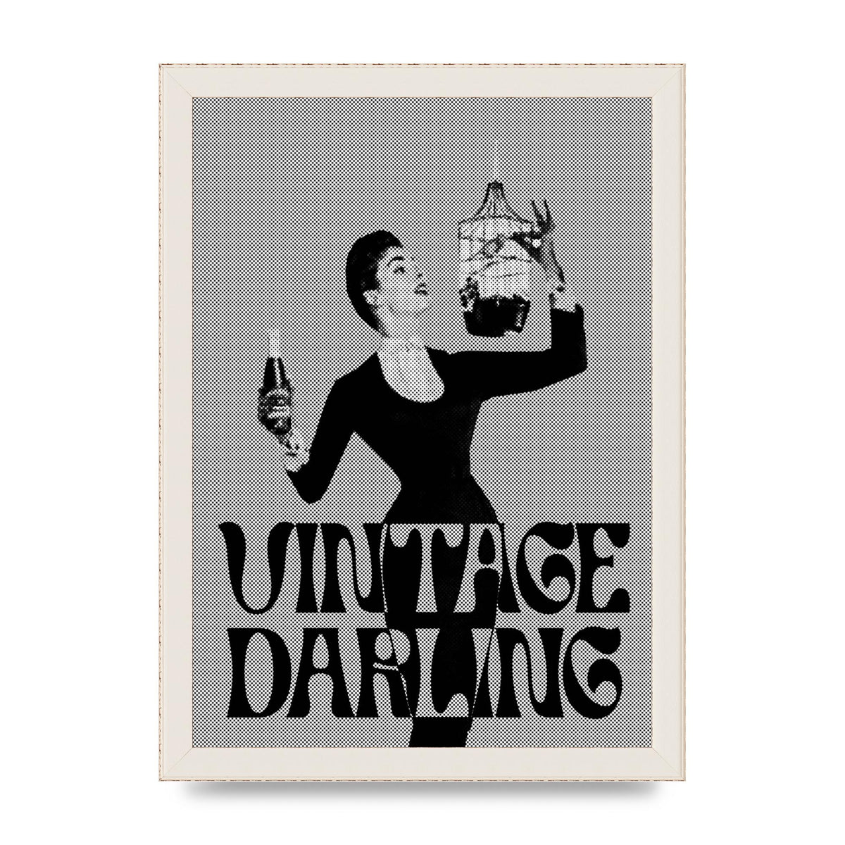 Vintage Darling Halftone" Art For The Home - A4 framed