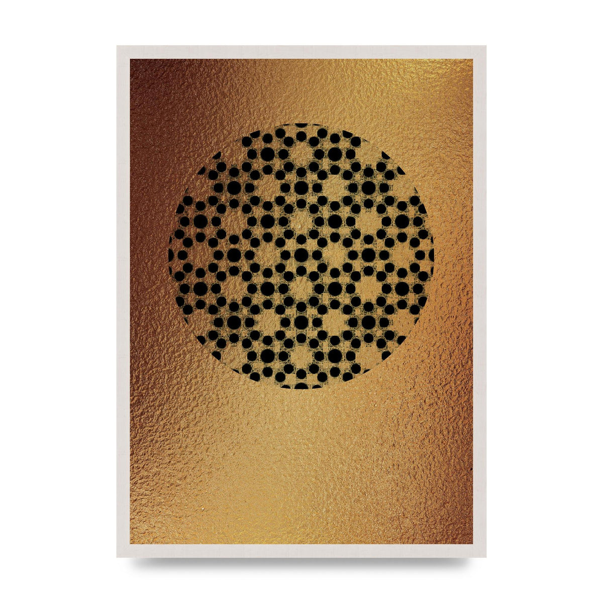 Moroccan Sun Disk Green Gold Wall Art - A2 framed