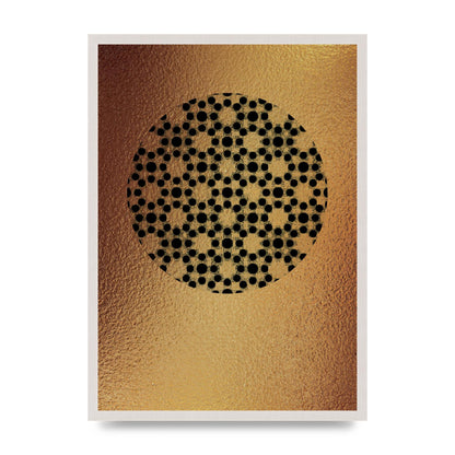 Moroccan Sun Disk Green Gold Wall Art - A2 framed