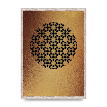 Moroccan Sun Disk Green Gold Wall Art - A2 framed