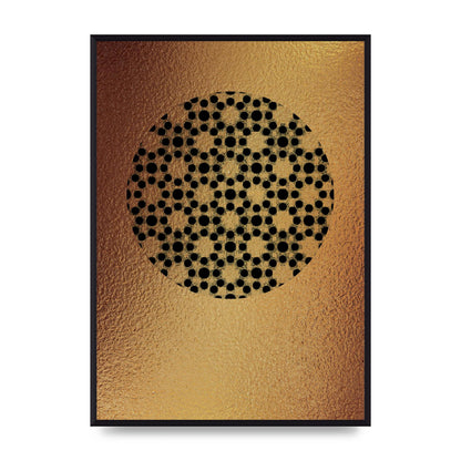 Moroccan Sun Disk Green Gold Wall Art - A2 framed