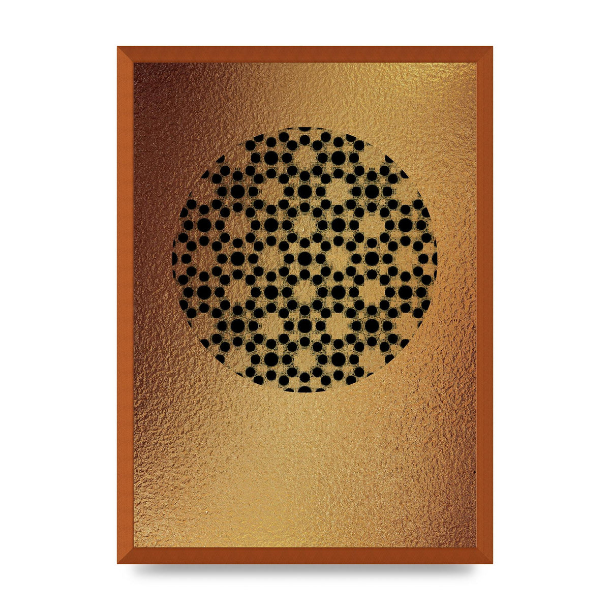 Moroccan Sun Disk Green Gold Wall Art - A2 framed