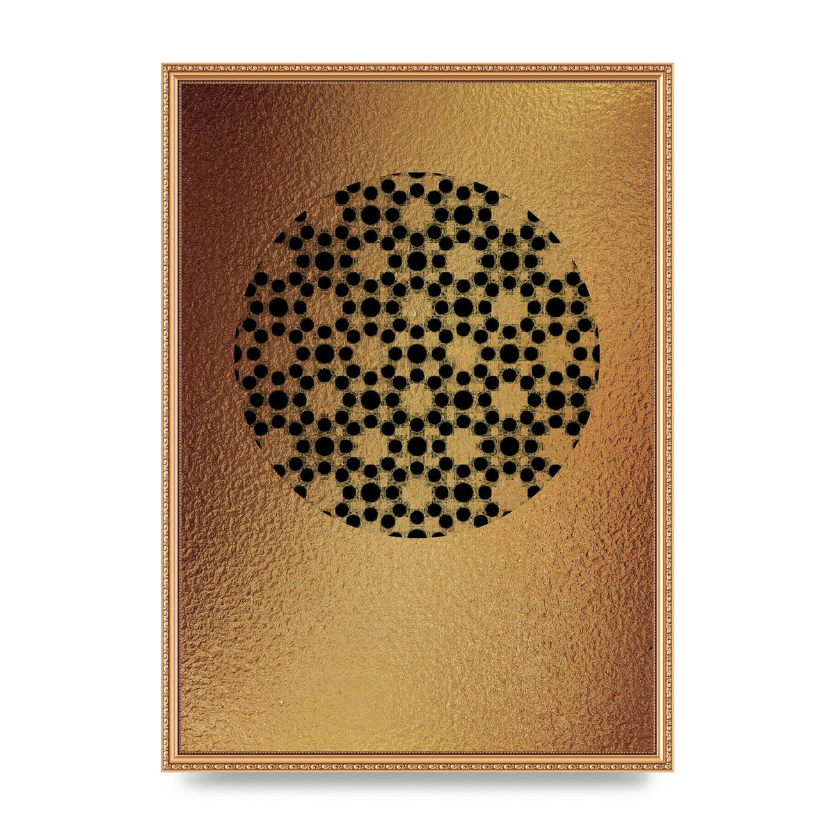 Moroccan Sun Disk Green Gold Wall Art - A2 framed