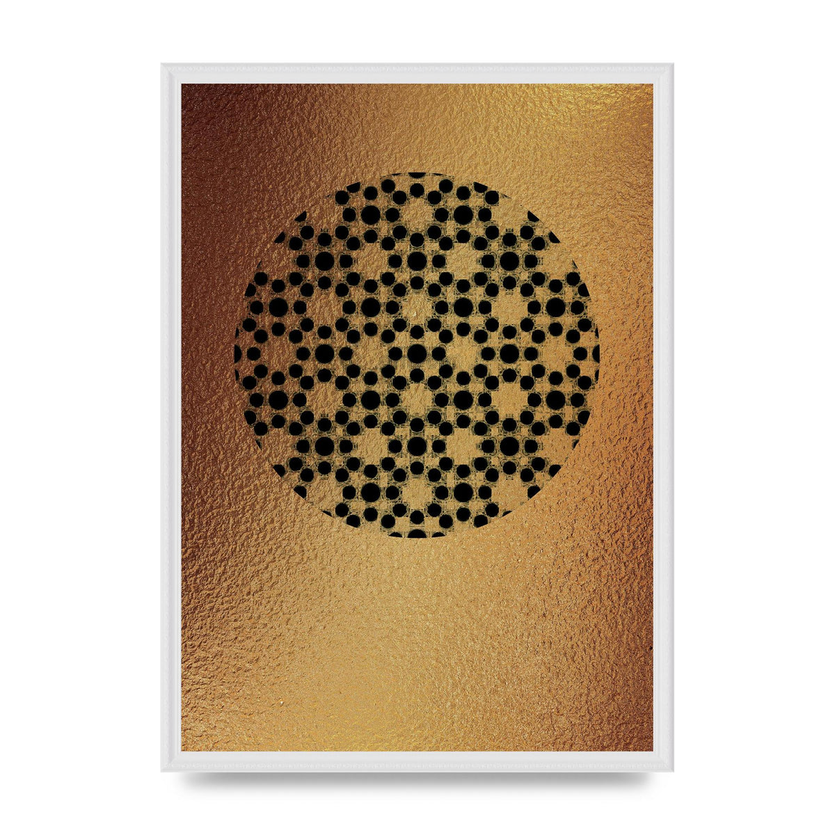 Moroccan Sun Disk Green Gold Wall Art - A2 framed