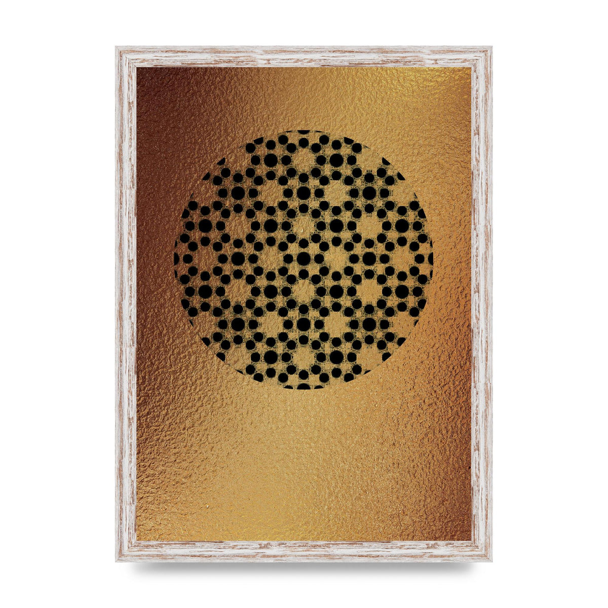 Moroccan Sun Disk Green Gold Wall Art - A3 framed