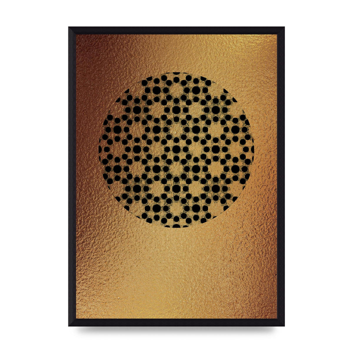 Moroccan Sun Disk Green Gold Wall Art - A3 framed