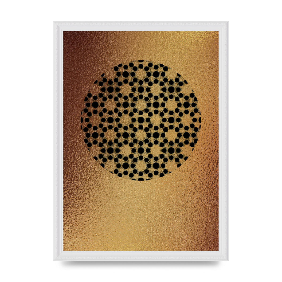 Moroccan Sun Disk Green Gold Wall Art - A3 framed