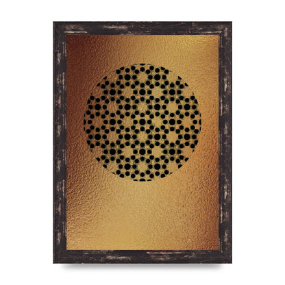 Moroccan Sun Disk Green Gold Wall Art - A4 framed