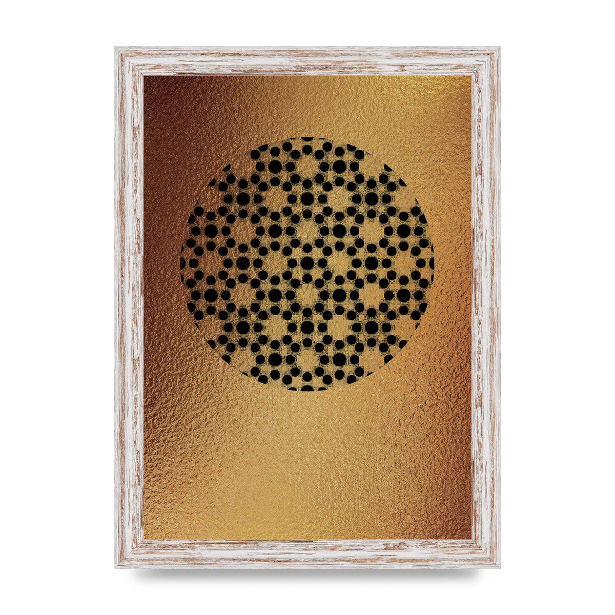 Moroccan Sun Disk Green Gold Wall Art - A4 framed
