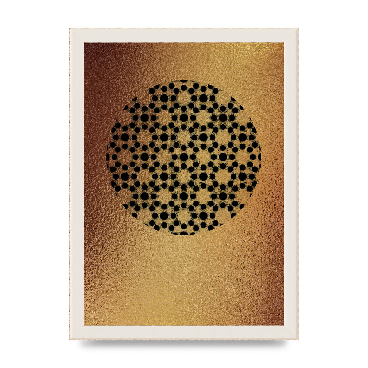 Moroccan Sun Disk Green Gold Wall Art - A4 framed