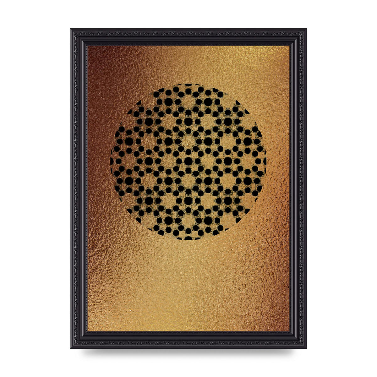 Moroccan Sun Disk Green Gold Wall Art - A4 framed