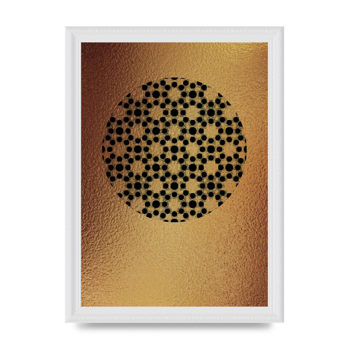 Moroccan Sun Disk Green Gold Wall Art - A4 framed