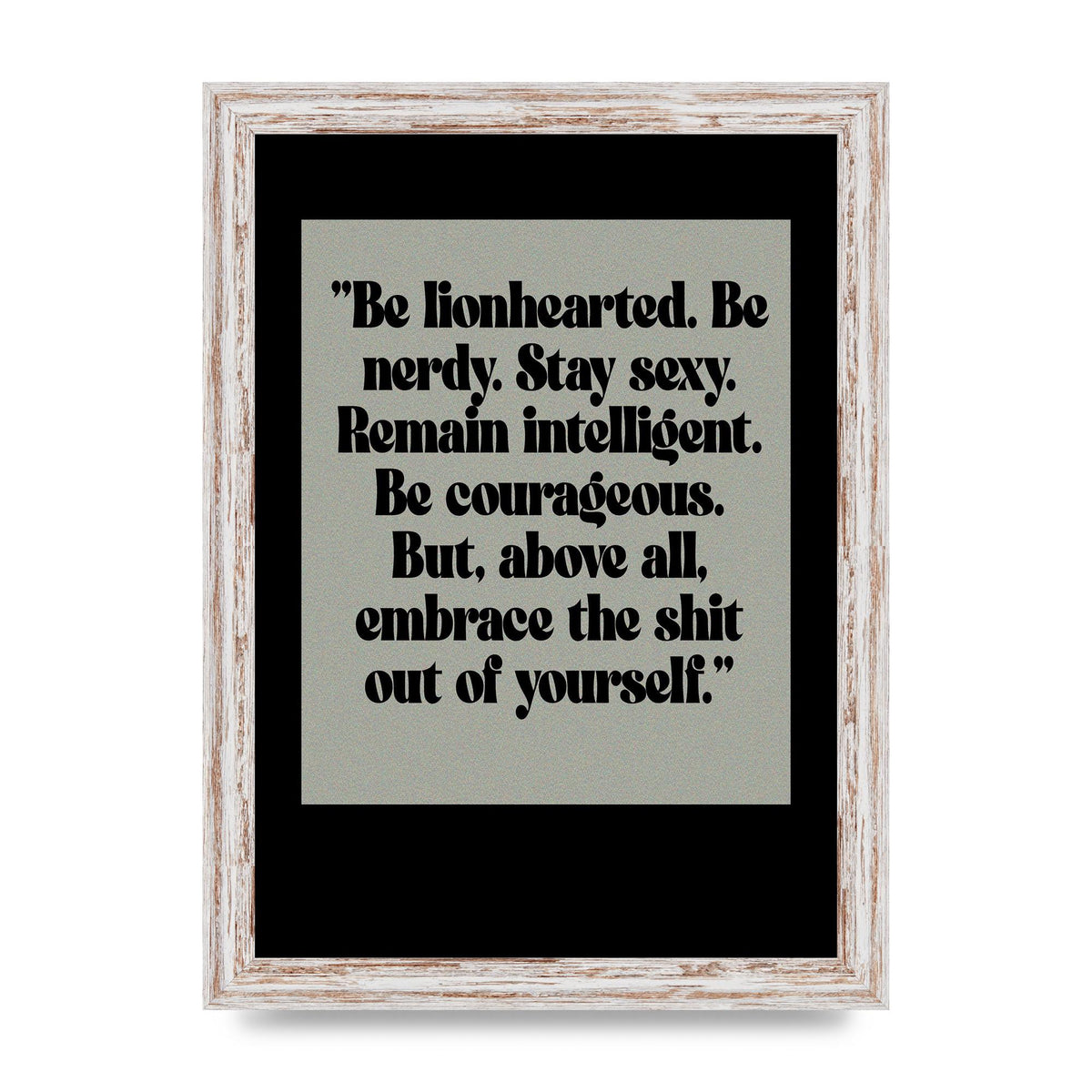 Inspirational Quote Lionheart Quote Grey Halftone" Printed Poster - A4 framed