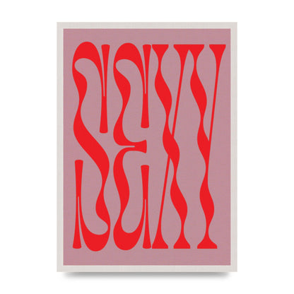 Sexy Red Pink print in an A2 white saw cut grain frame