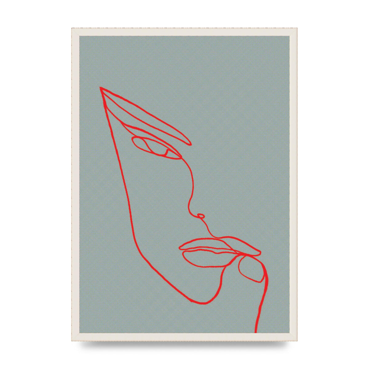 Face Line Illustration Red Wall Art - A2 framed