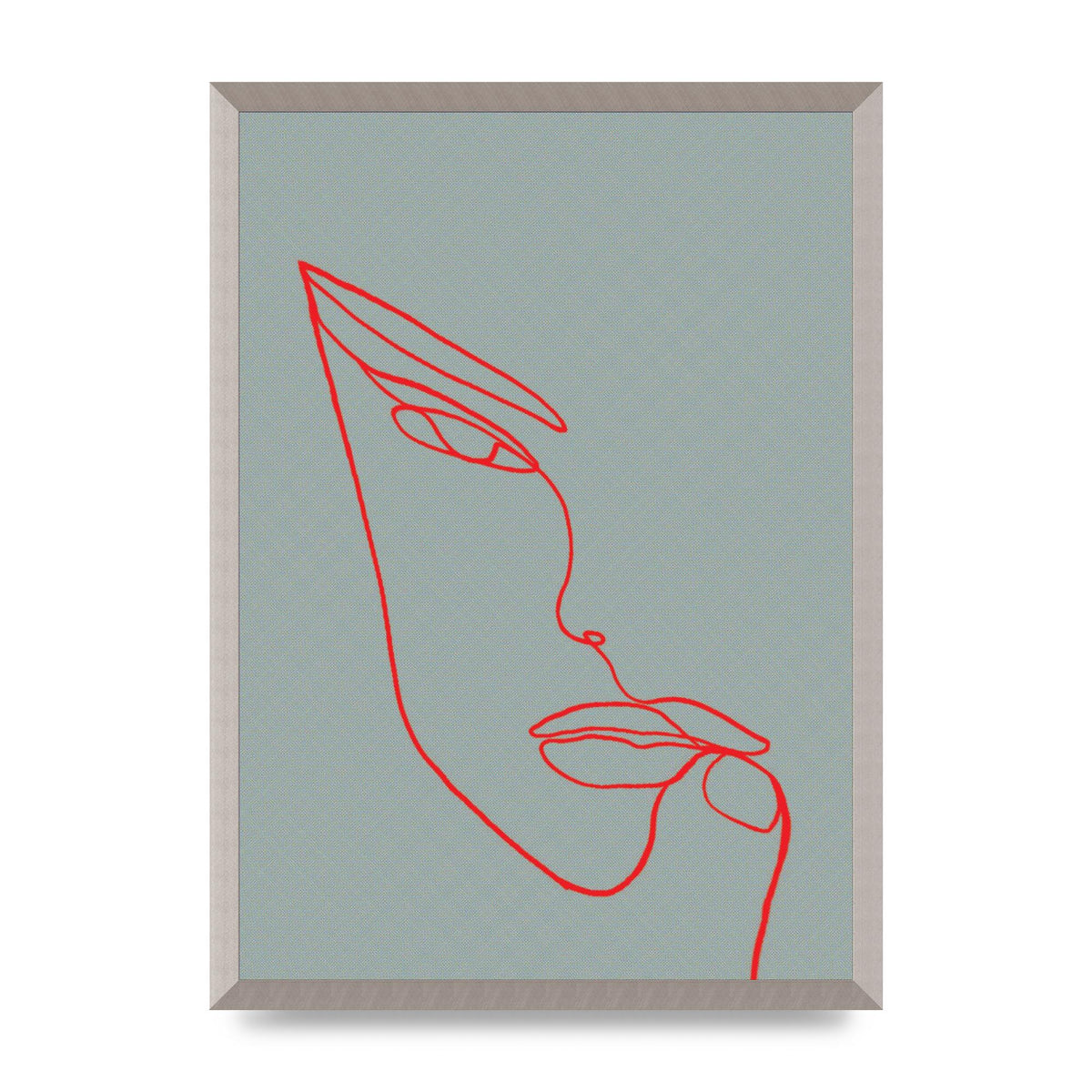 Face Line Illustration Red Wall Art - A2 framed