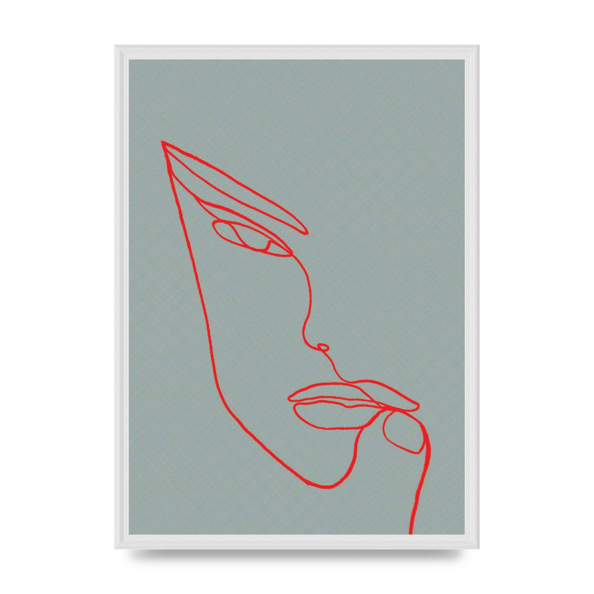 Face Line Illustration Red Wall Art - A2 framed