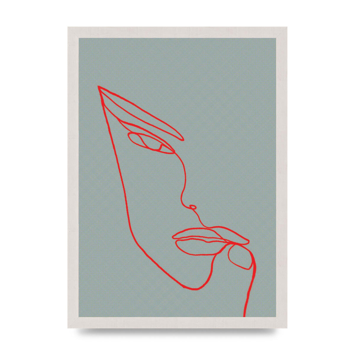 Face Line Illustration Red Wall Art - A3 framed