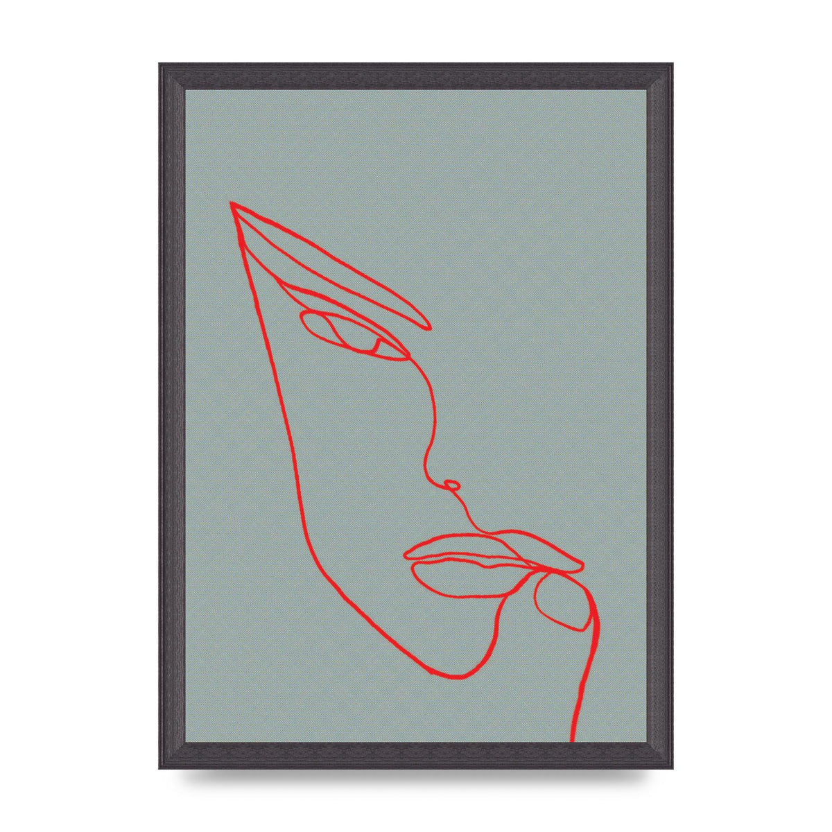 Face Line Illustration Red Wall Art - A3 framed