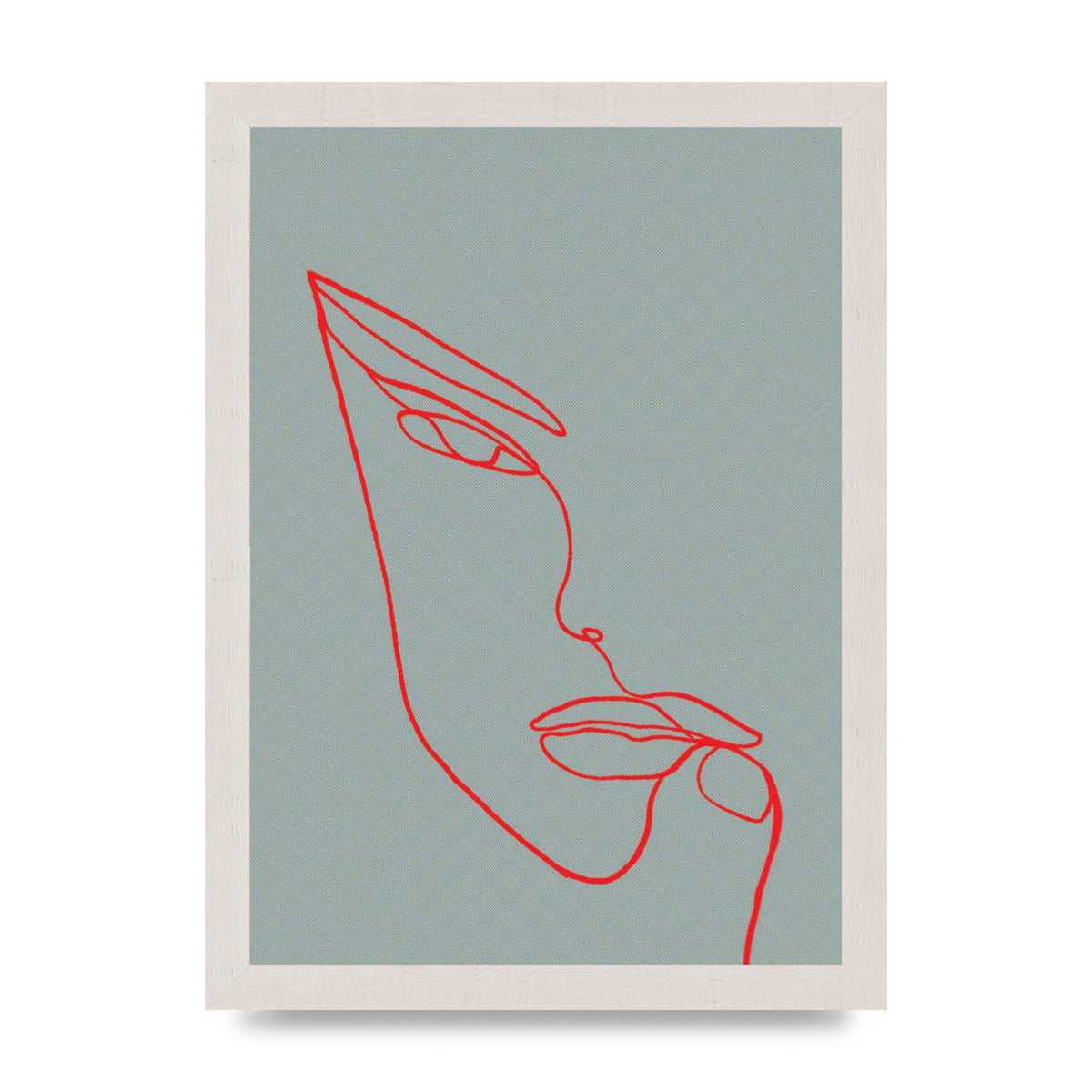 Face Line Illustration Red Wall Art - A4 framed