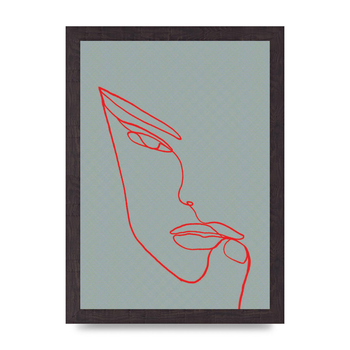 Face Line Illustration Red Wall Art - A4 framed