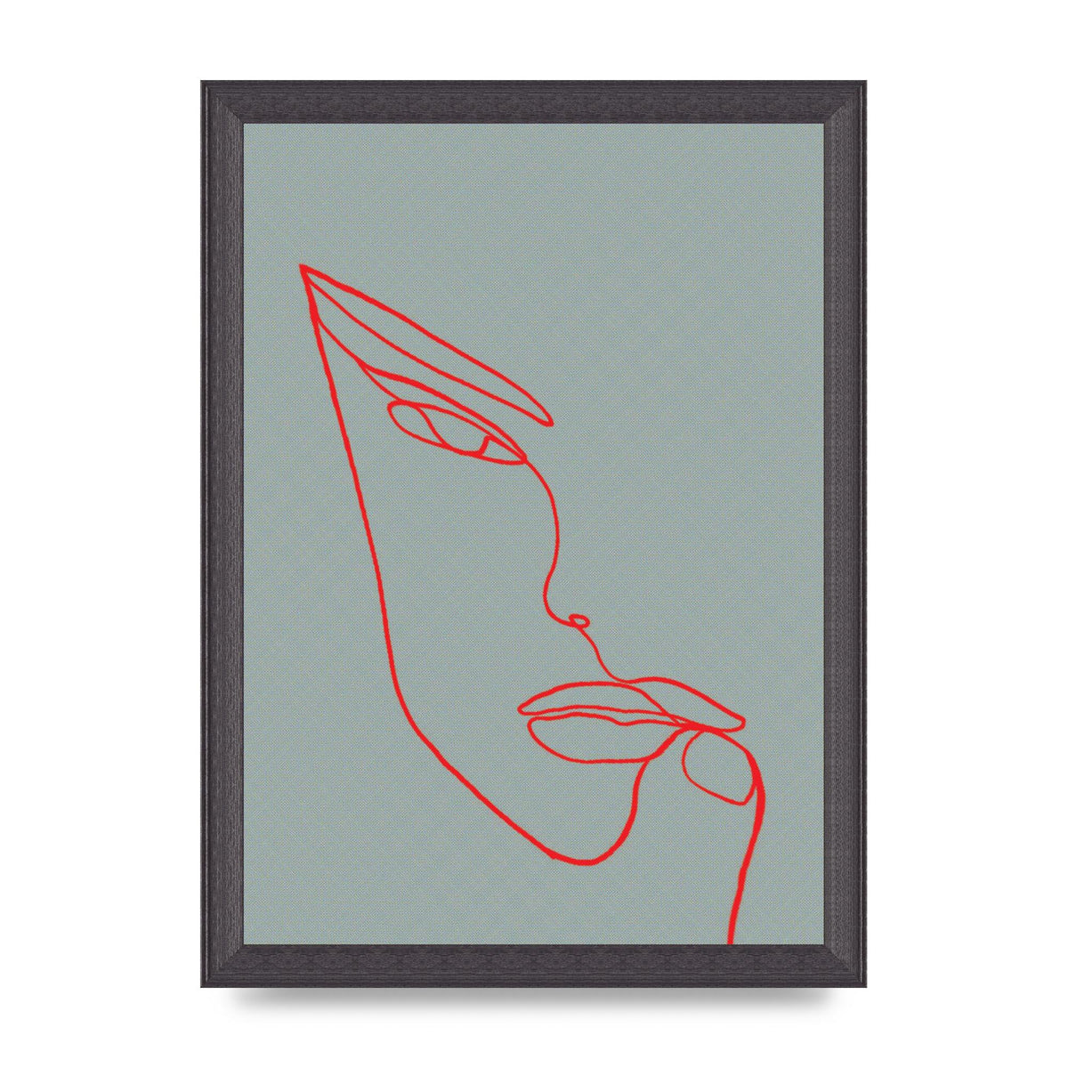 Face Line Illustration Red Wall Art - A4 framed