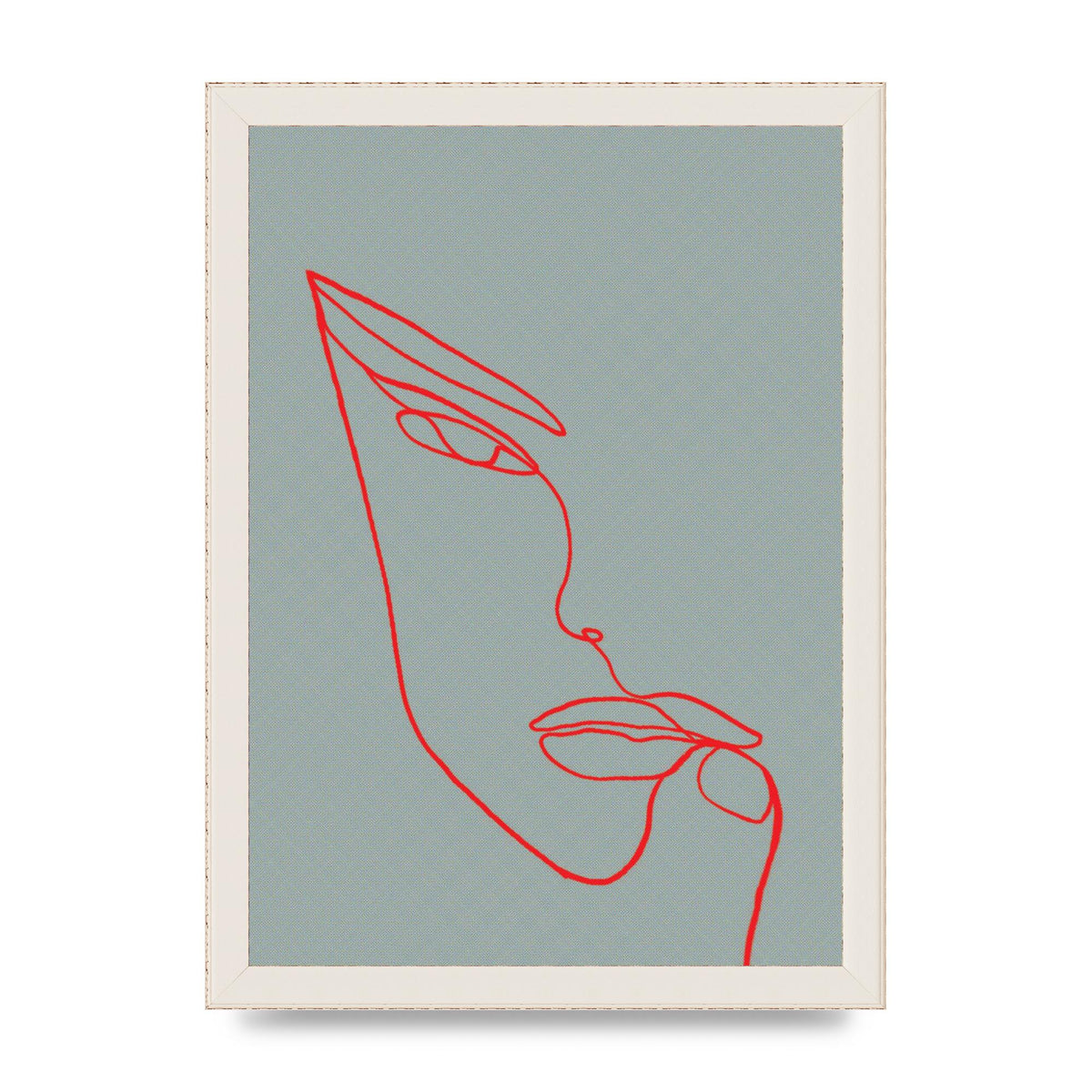 Face Line Illustration Red Wall Art - A4 framed