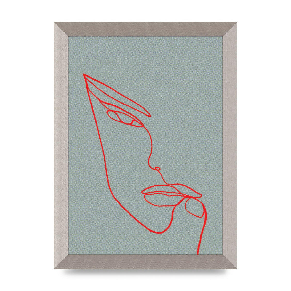 Face Line Illustration Red Wall Art - A4 framed