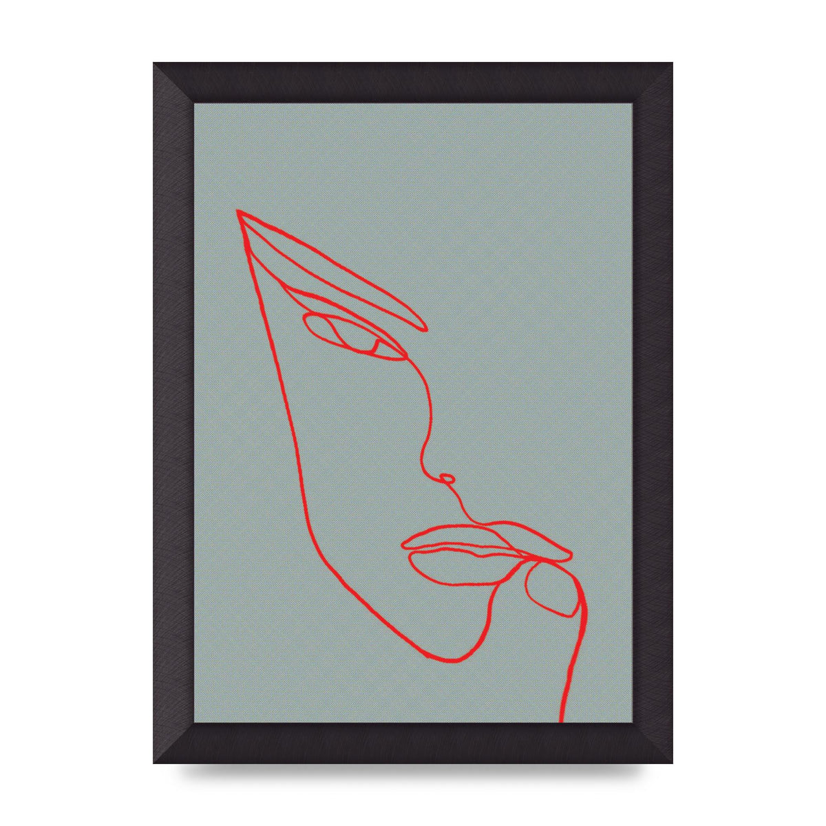 Face Line Illustration Red Wall Art - A4 framed