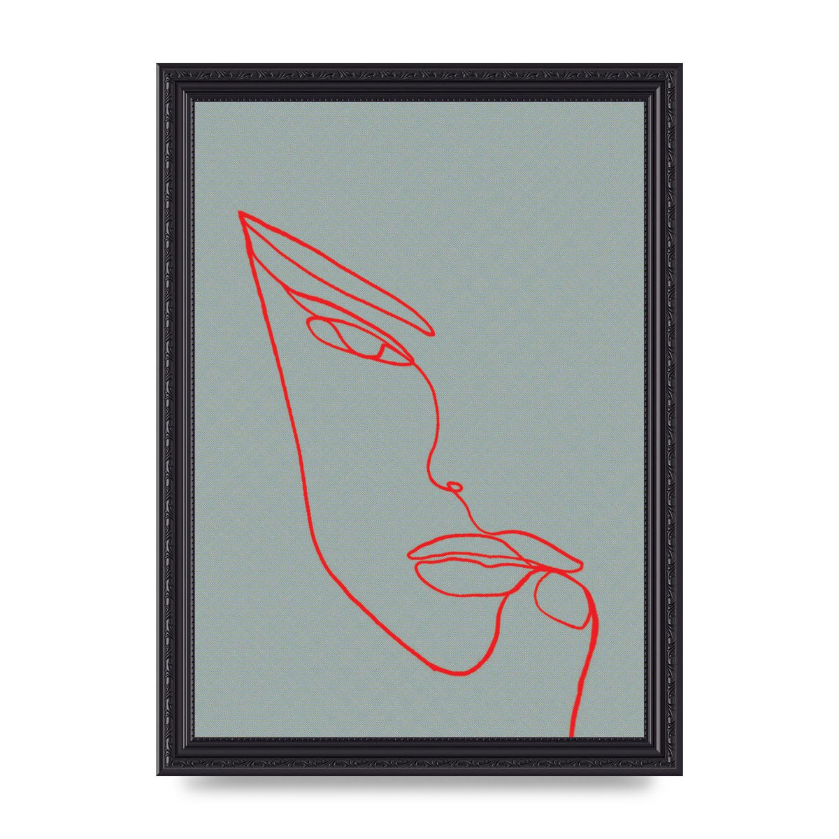 Face Line Illustration Red Wall Art - A4 framed