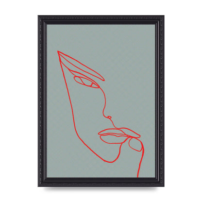 Face Line Illustration Red Wall Art - A4 framed
