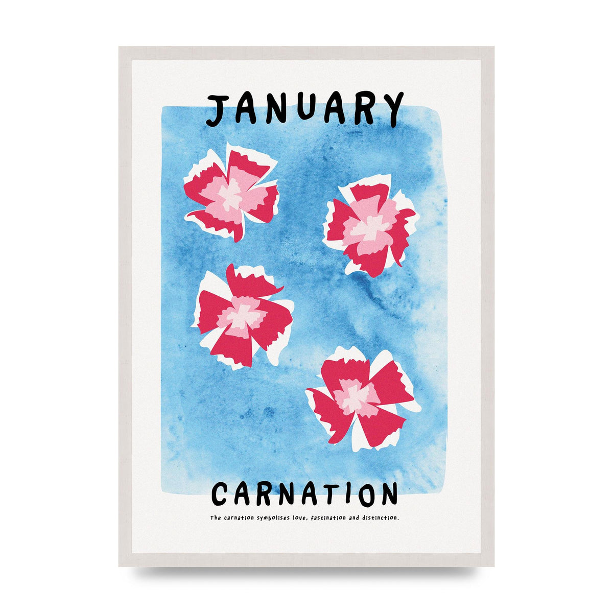 Birth Month Flower Series January Wall Art - A2 framed