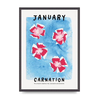 Birth Month Flower Series January Wall Art - A2 framed