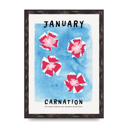 Birth Month Flower Series January Wall Art - A3 framed