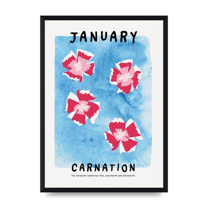 Birth Month Flower Series January Wall Art - A3 framed