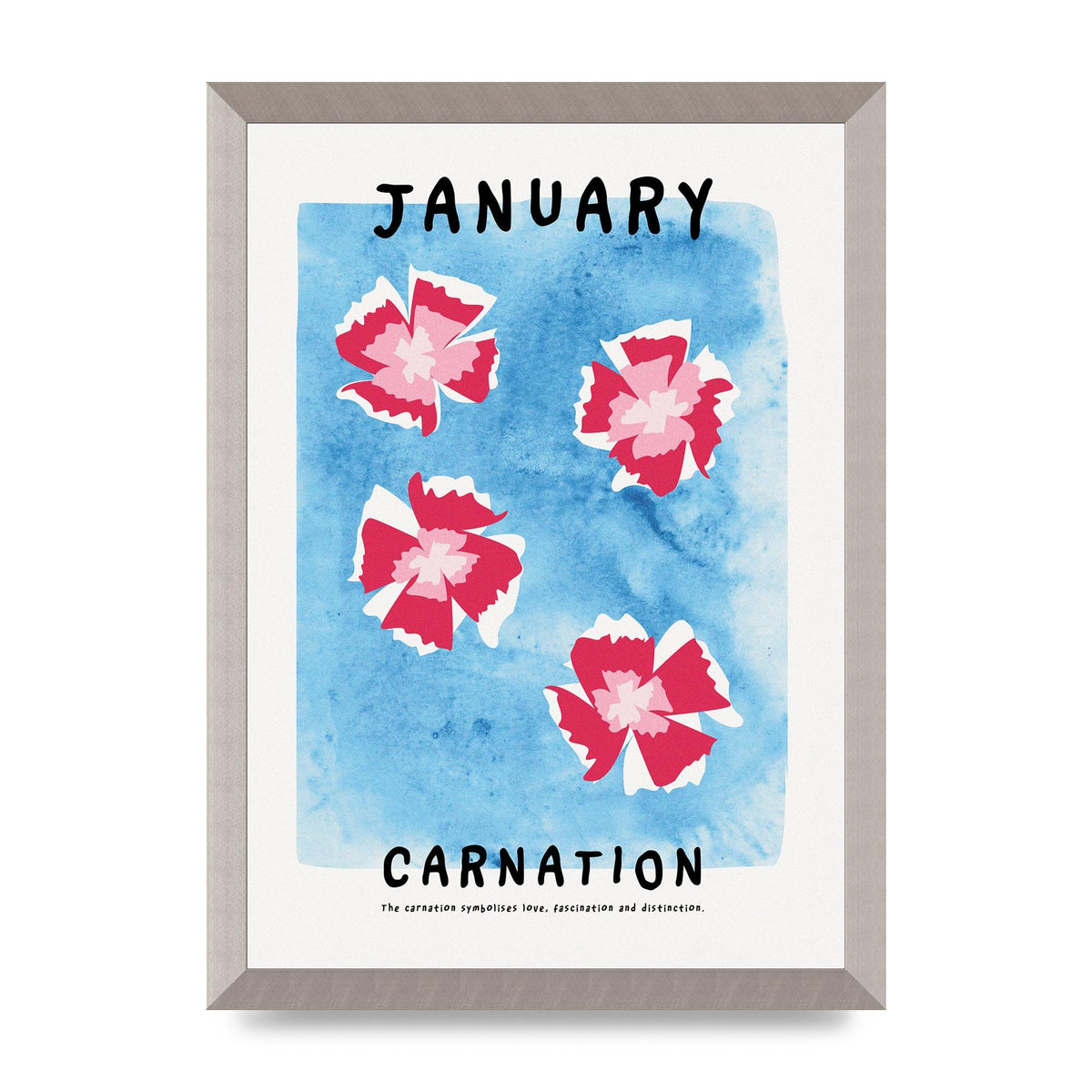 Birth Month Flower Series January Wall Art - A3 framed