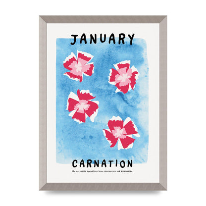 Birth Month Flower Series January Wall Art - A3 framed
