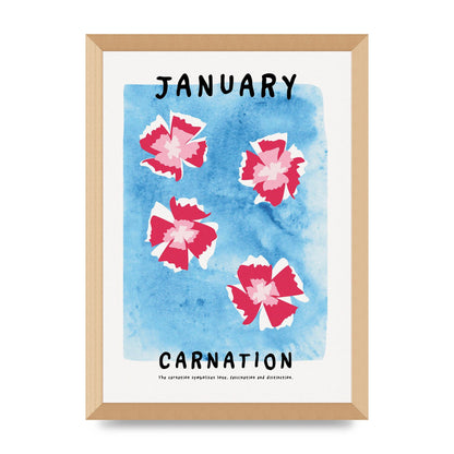 Birth Month Flower Series January Wall Art - A3 framed