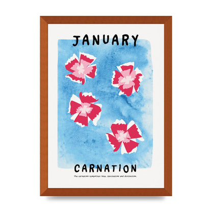 Birth Month Flower Series January Wall Art - A3 framed