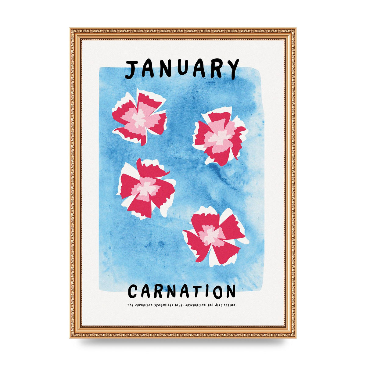 Birth Month Flower Series January Wall Art - A3 framed