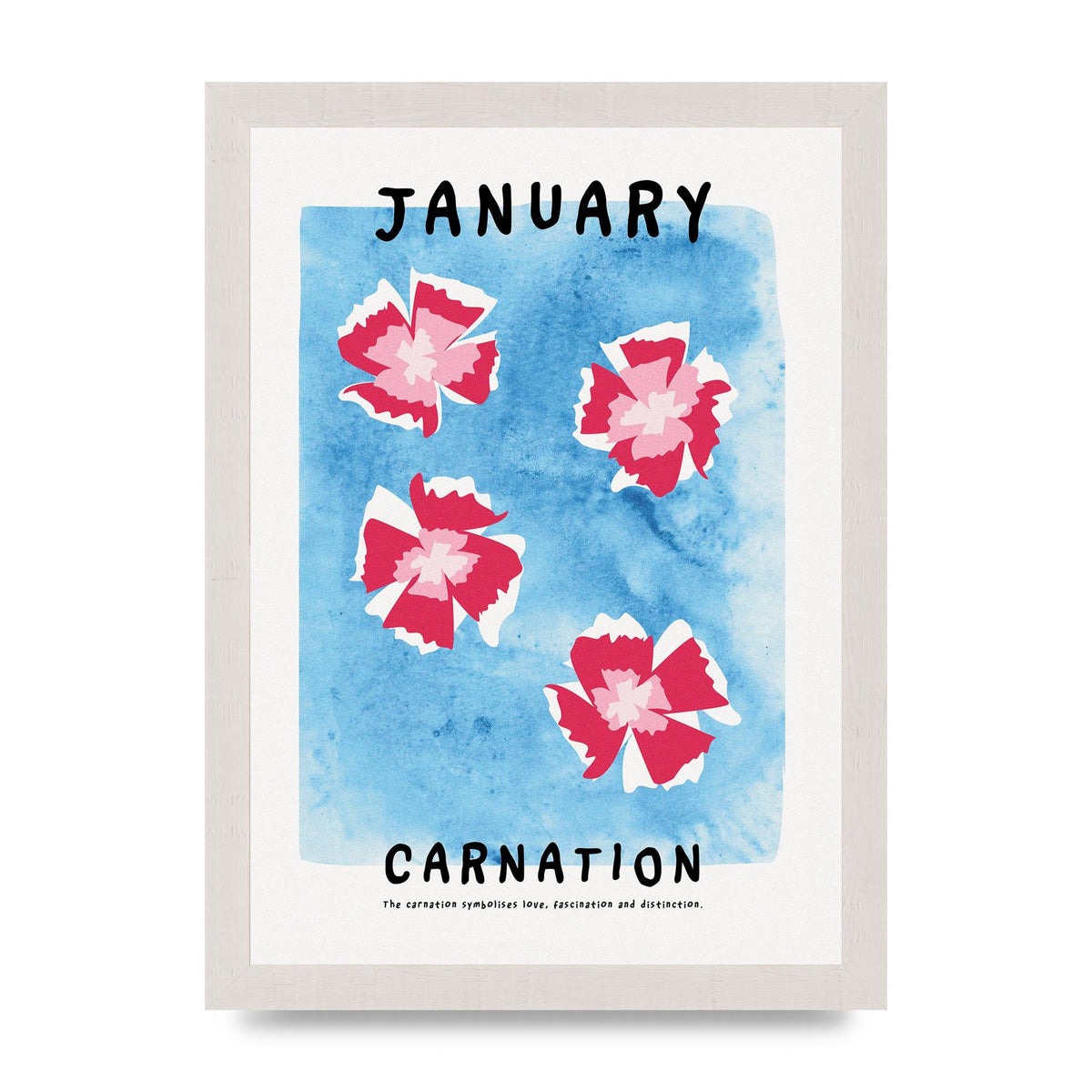 Birth Month Flower Series January Wall Art - A4 framed