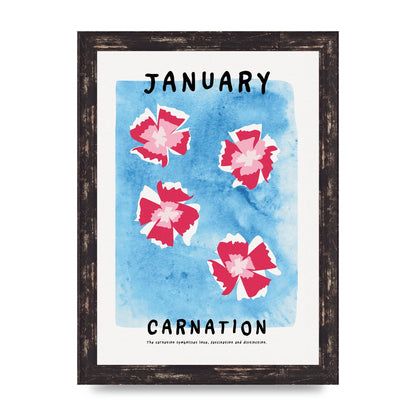 Birth Month Flower Series January Wall Art - A4 framed