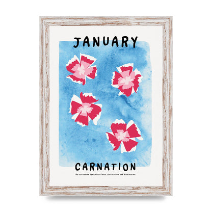 Birth Month Flower Series January Wall Art - A4 framed