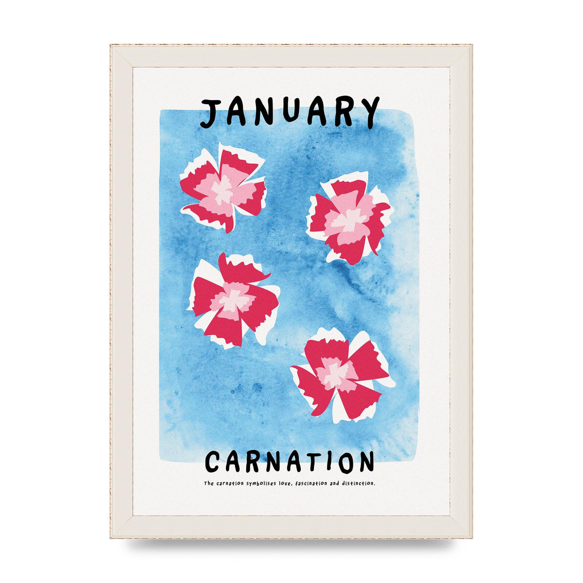 Birth Month Flower Series January Wall Art - A4 framed