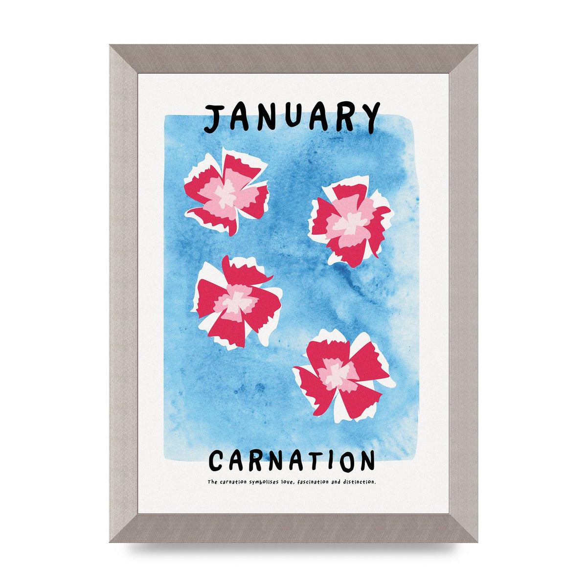 Birth Month Flower Series January Wall Art - A4 framed