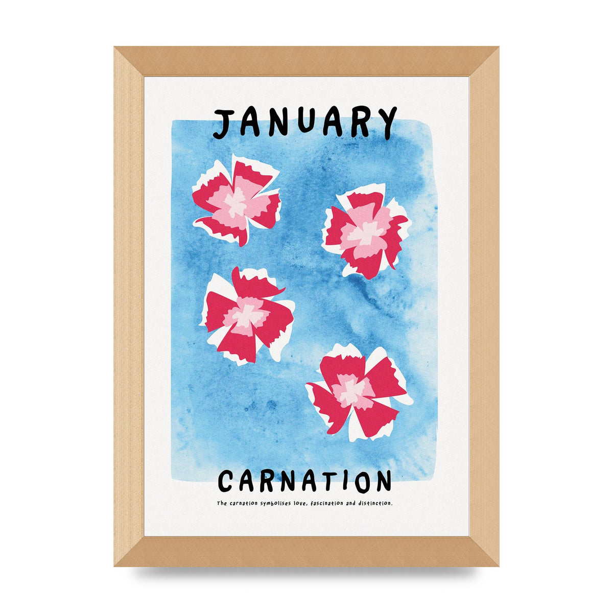 Birth Month Flower Series January Wall Art - A4 framed