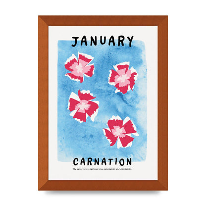 Birth Month Flower Series January Wall Art - A4 framed