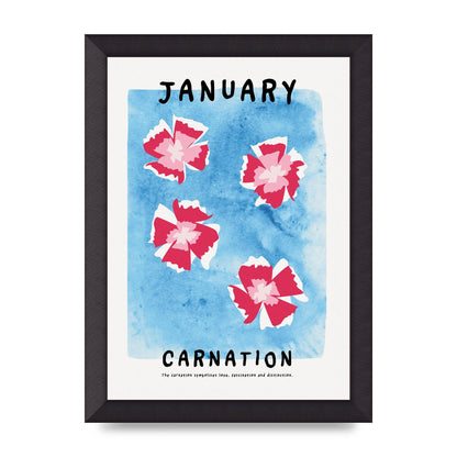 Birth Month Flower Series January Wall Art - A4 framed