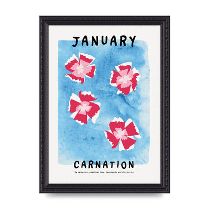 Birth Month Flower Series January Wall Art - A4 framed